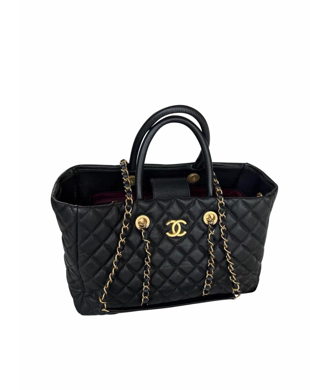 CHANEL Черная кожаная сумка тоут, фото 1