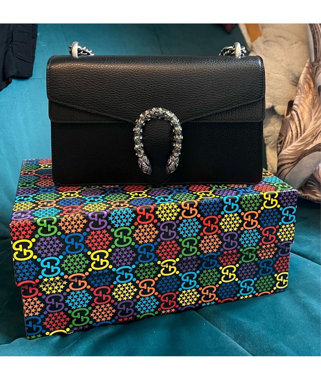 GUCCI Черная кожаная сумка через плечо, фото 7