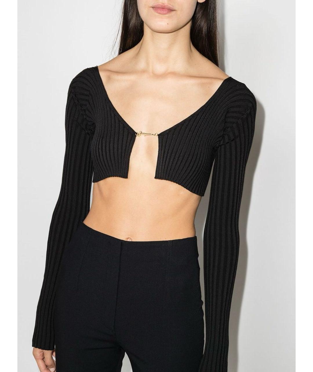 JACQUEMUS Черный вискозный кардиган, фото 3