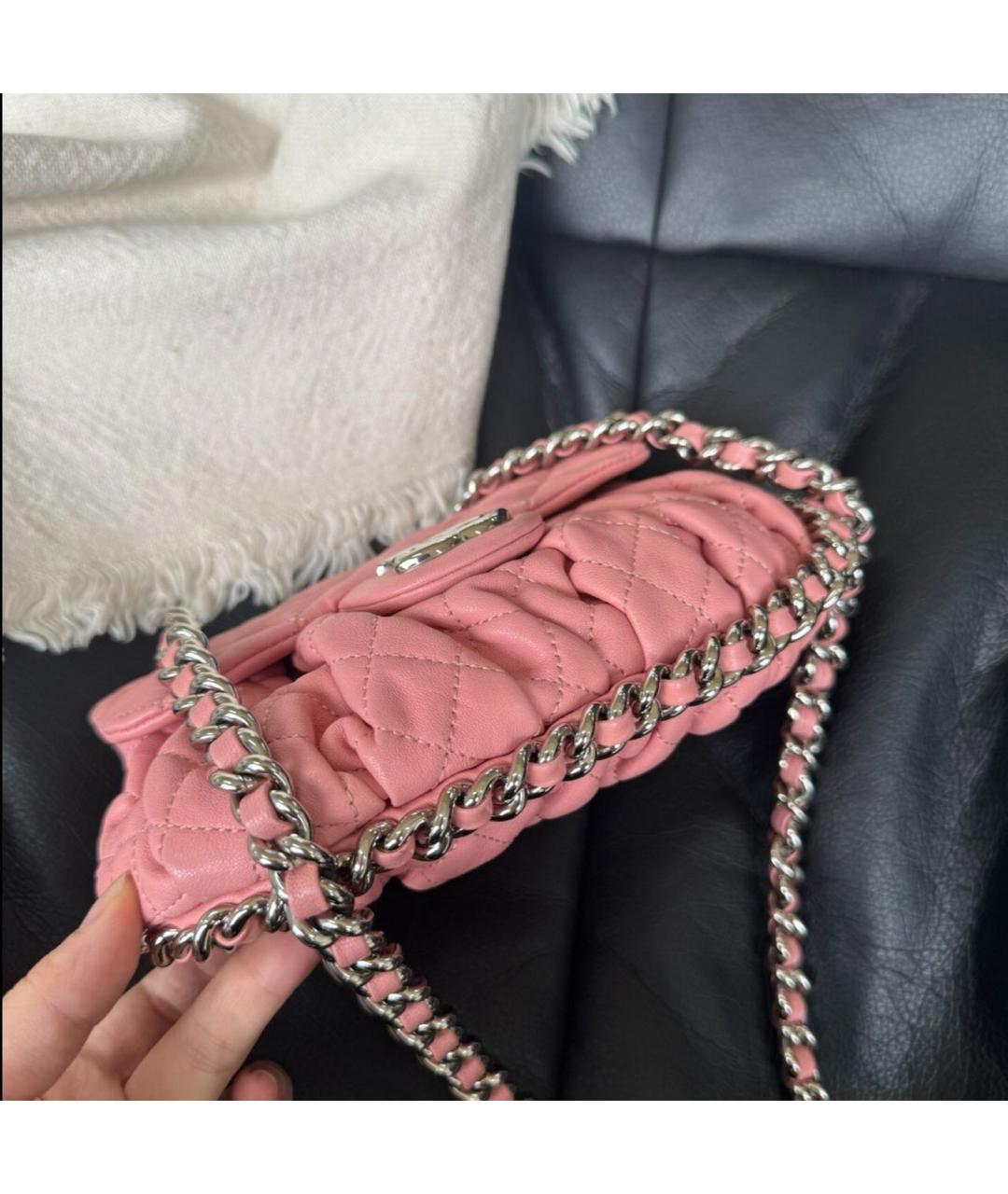 CHANEL Розовая кожаная сумка через плечо, фото 3