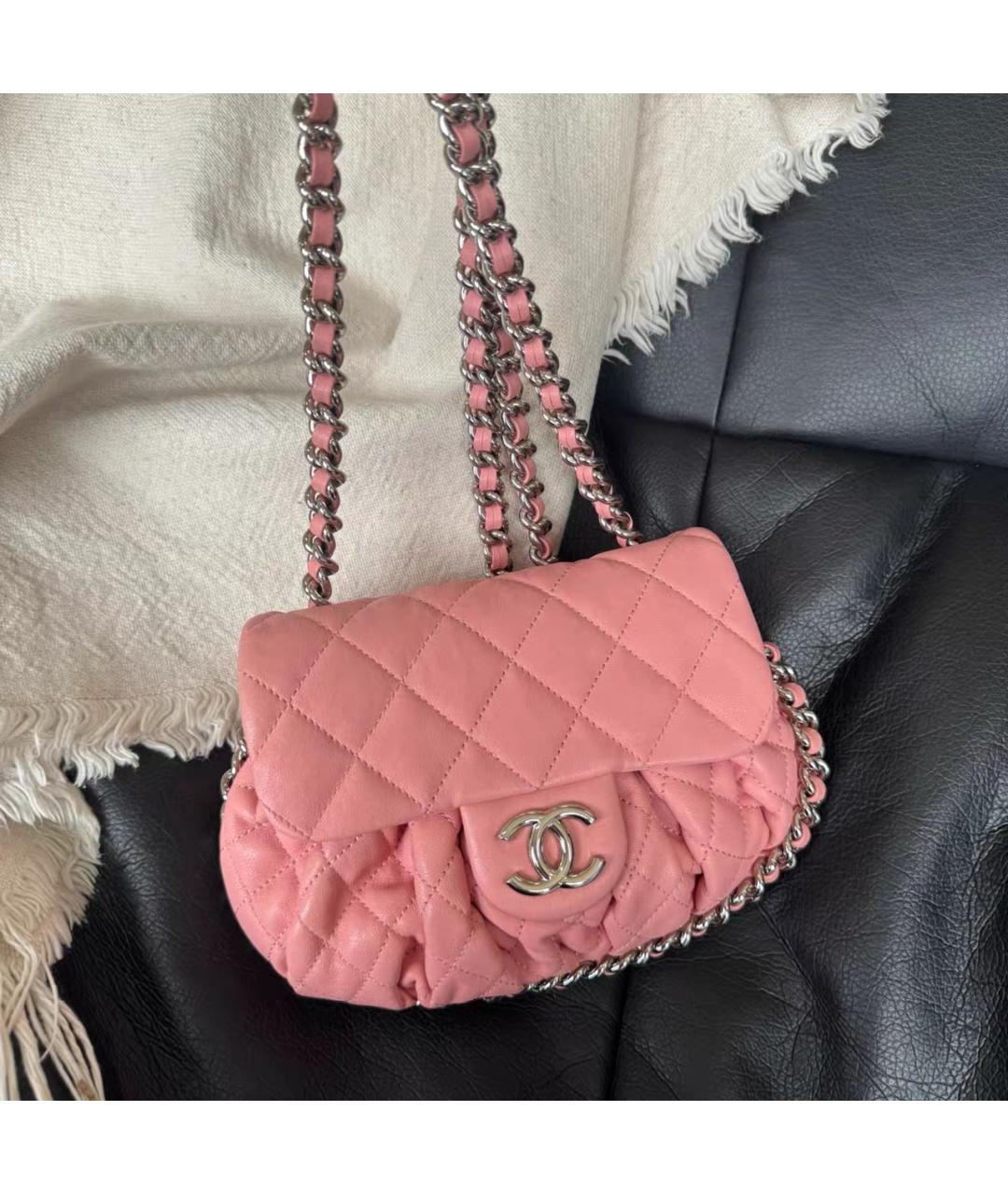 CHANEL Розовая кожаная сумка через плечо, фото 9