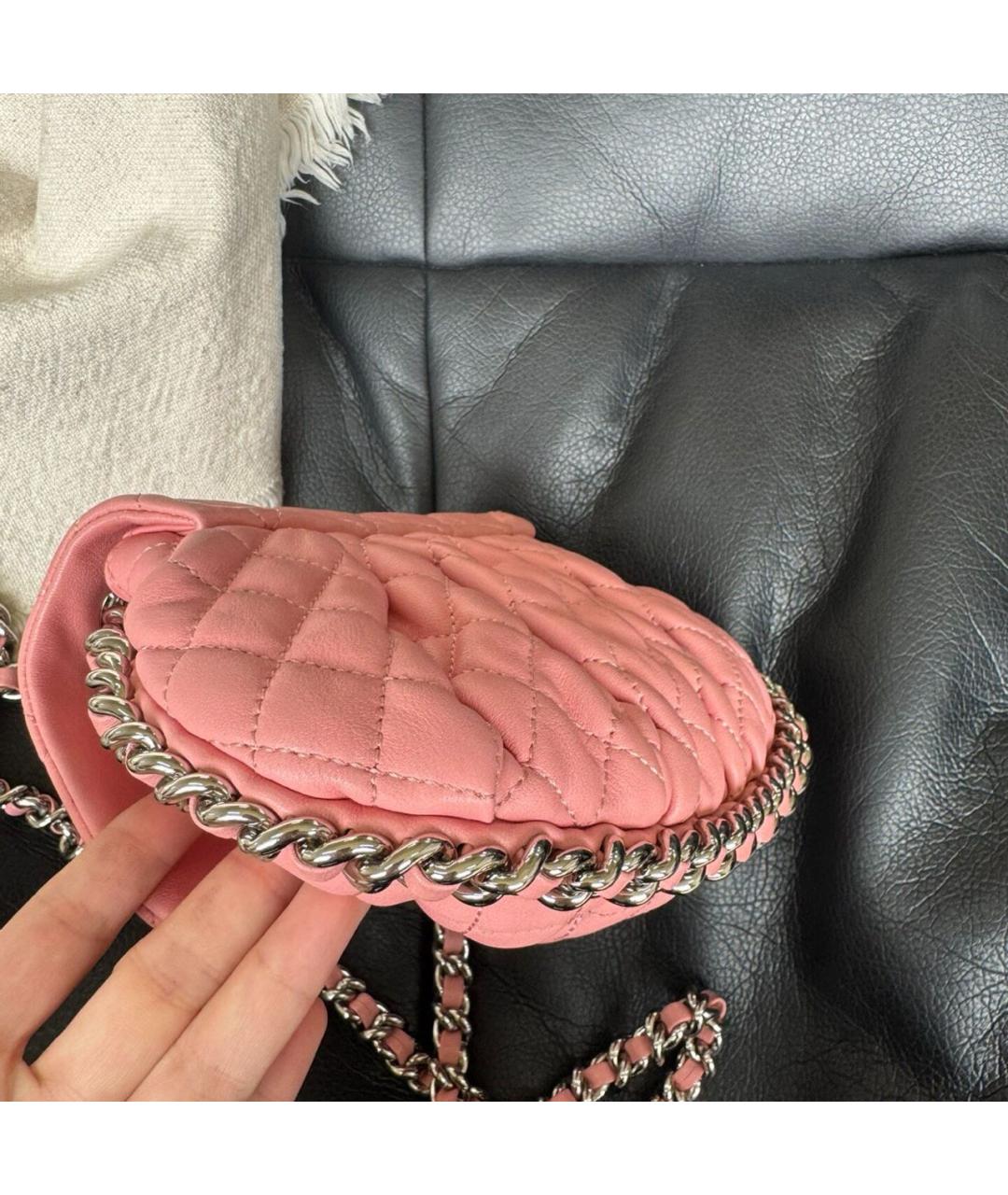 CHANEL Розовая кожаная сумка через плечо, фото 6