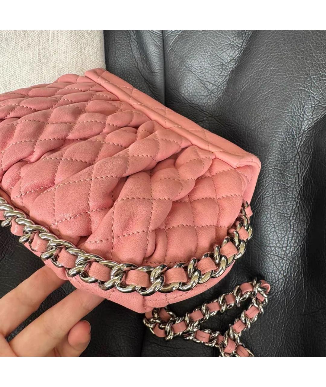CHANEL Розовая кожаная сумка через плечо, фото 5