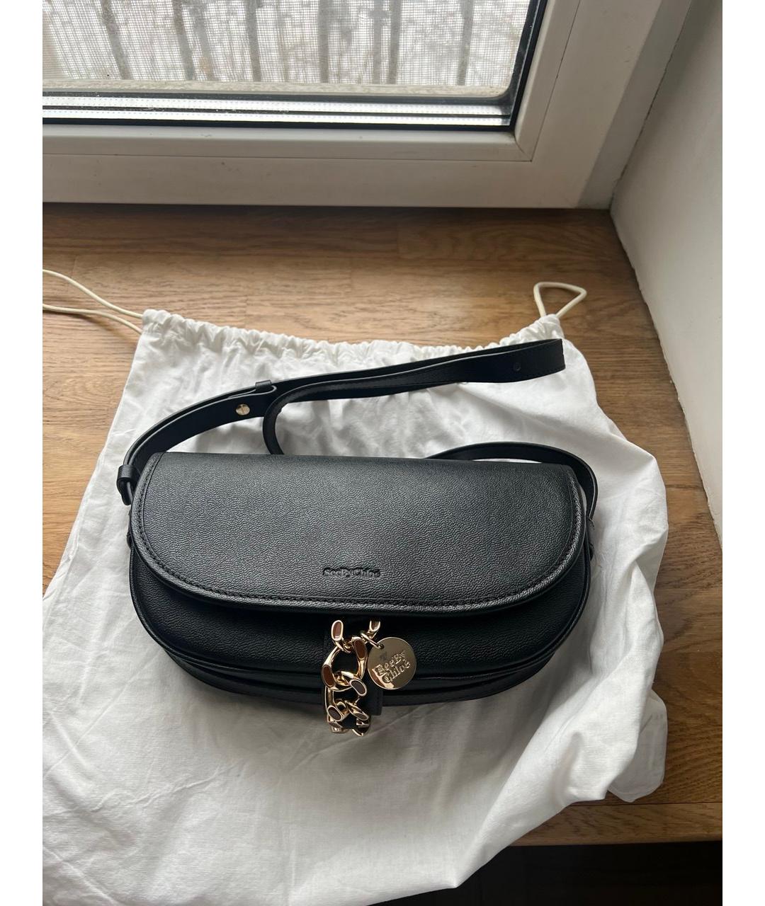 SEE BY CHLOE Черная кожаная сумка через плечо, фото 5