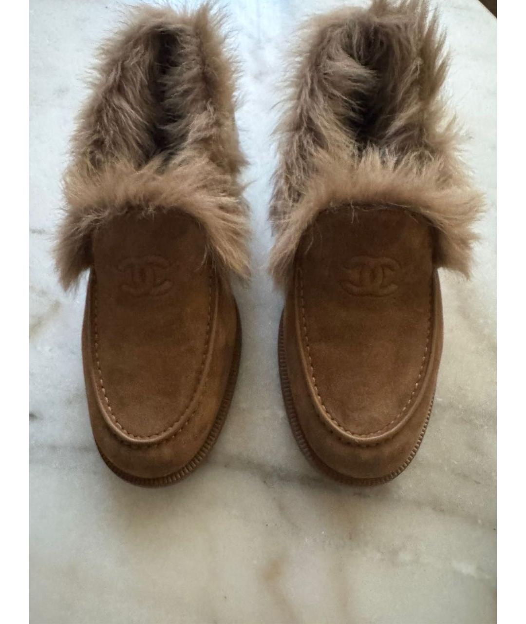 CHANEL Коричневые замшевые лоферы, фото 2