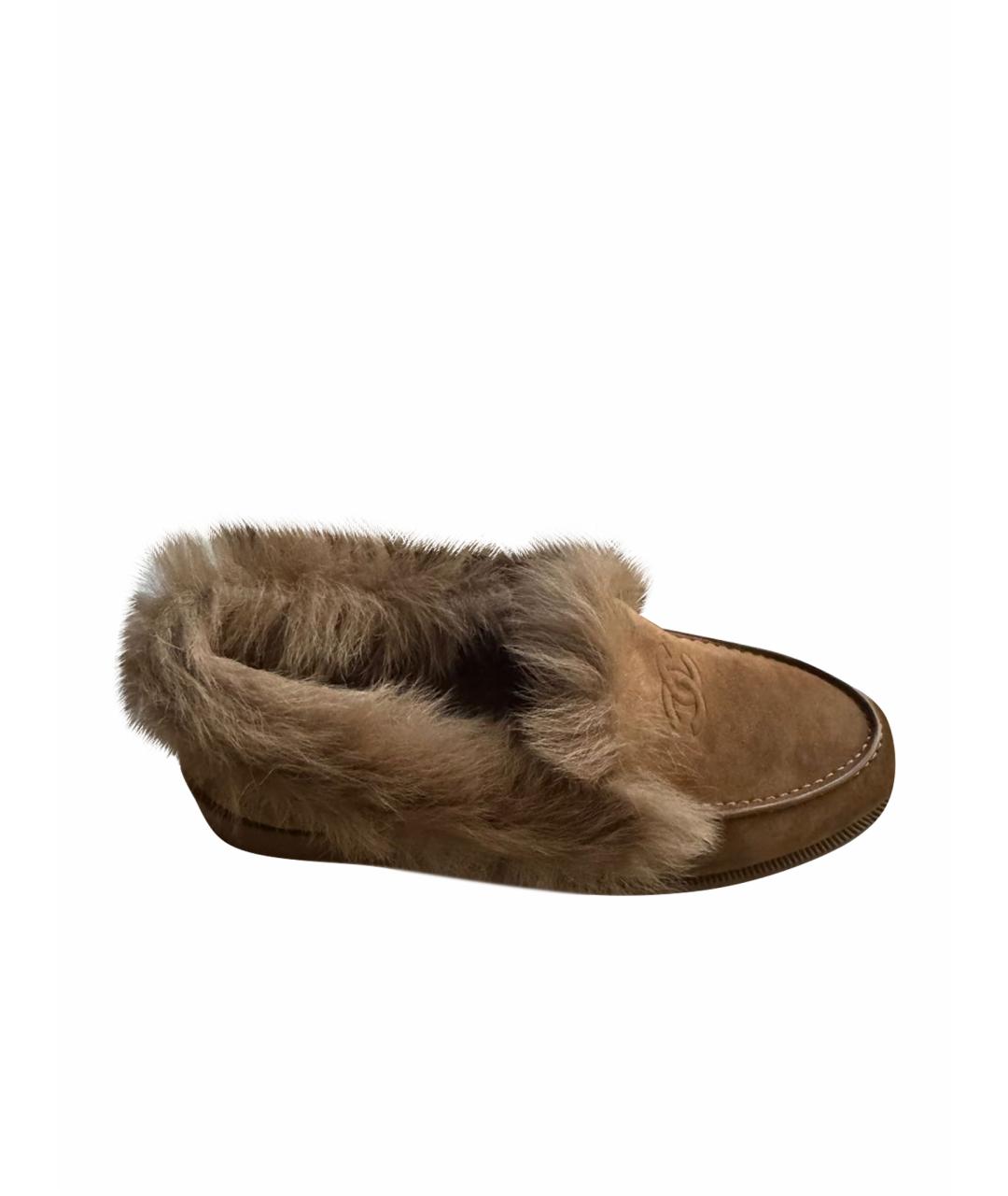 CHANEL Коричневые замшевые лоферы, фото 1