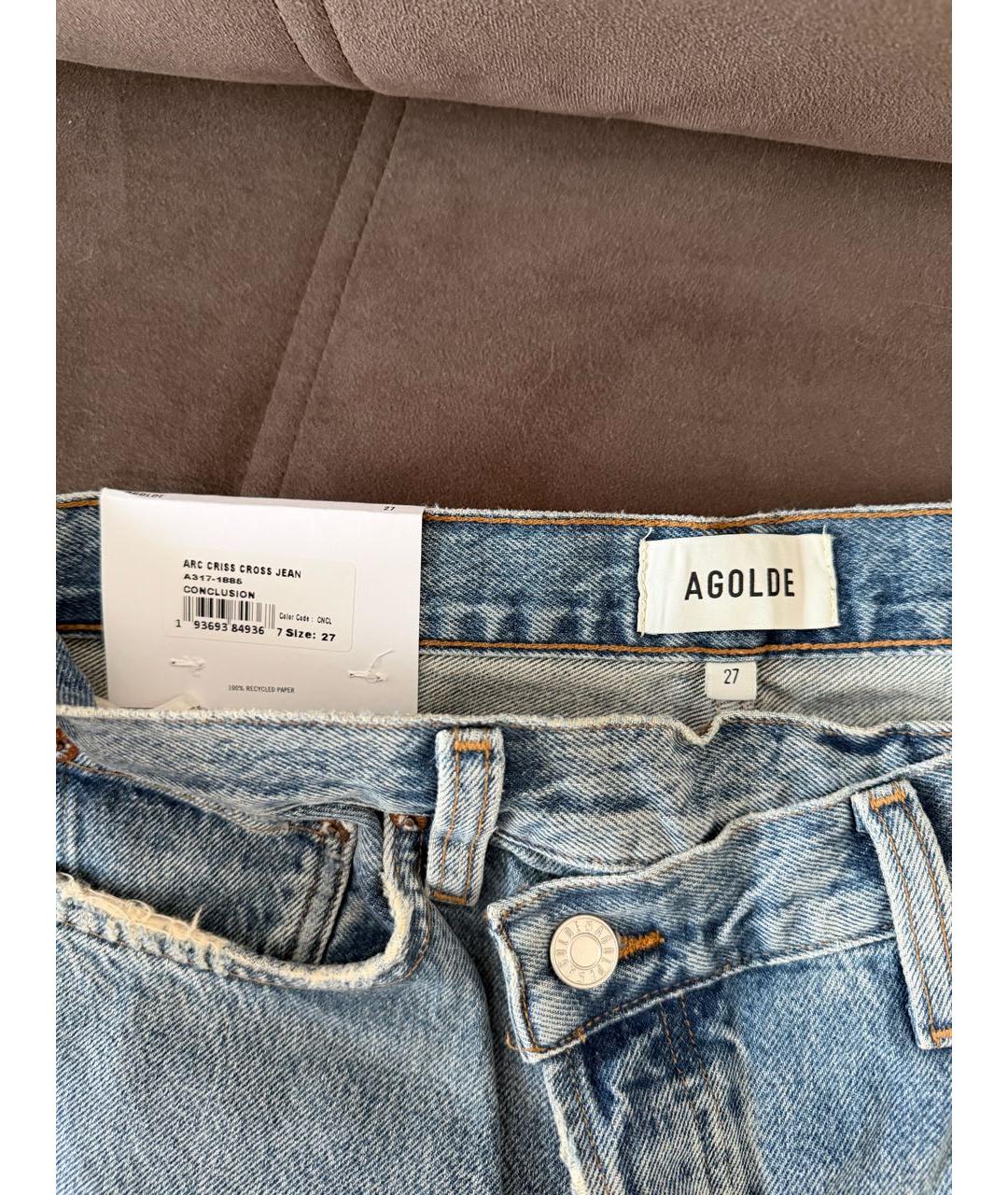 AGOLDE Голубые хлопко-лиоцелловые прямые джинсы, фото 4