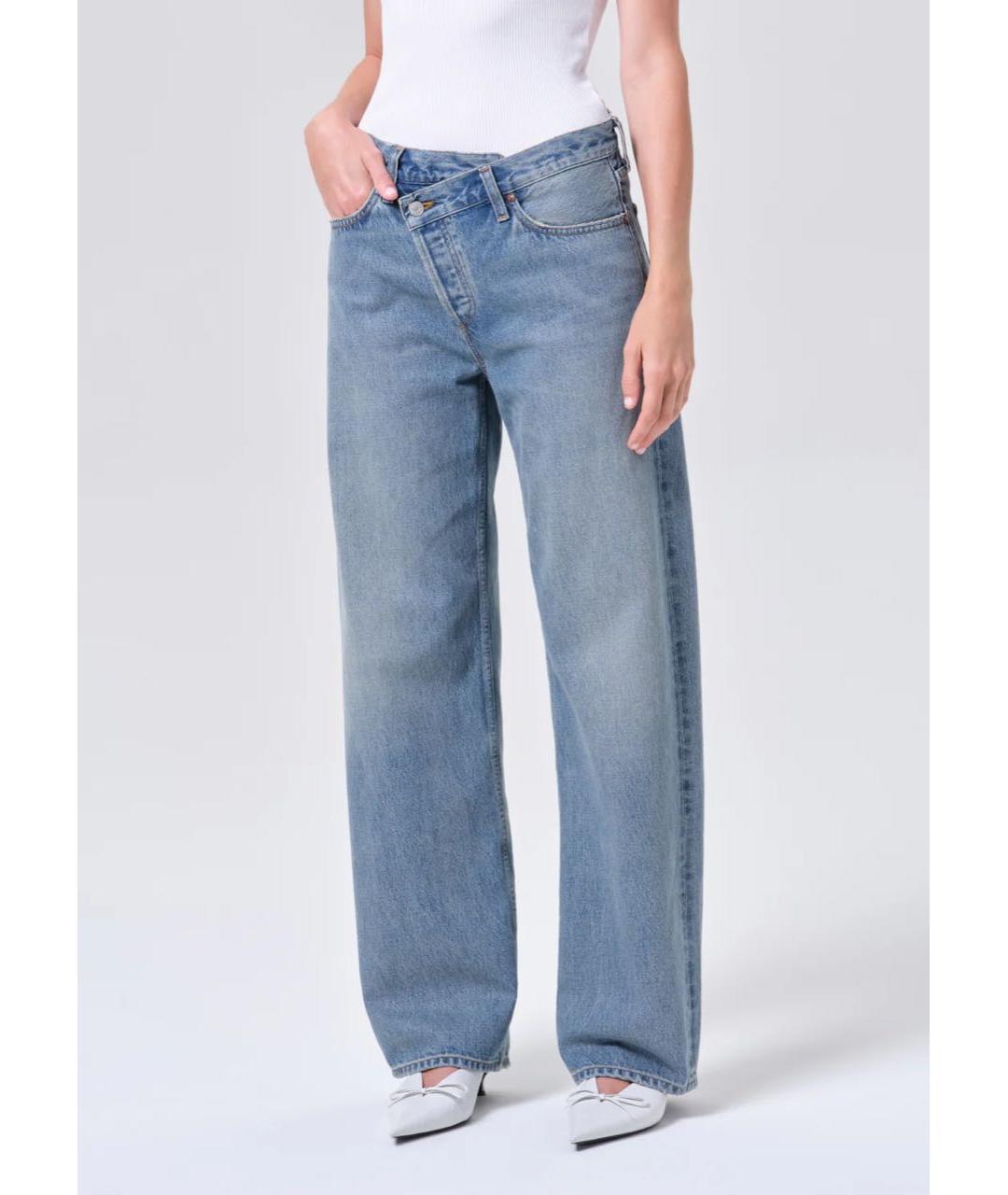 AGOLDE Голубые хлопко-лиоцелловые прямые джинсы, фото 5