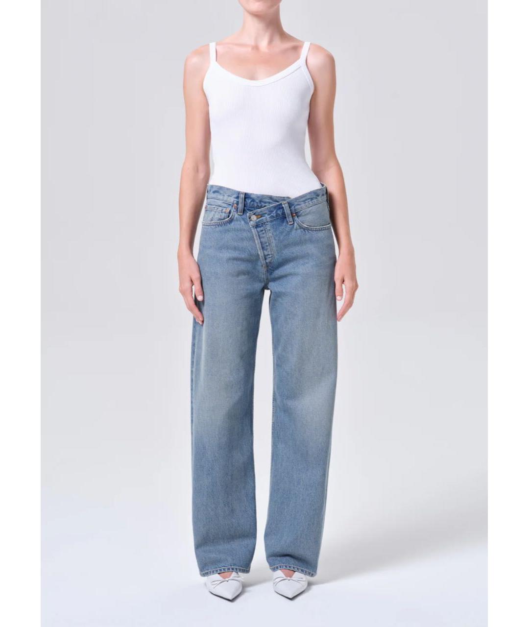 AGOLDE Голубые хлопко-лиоцелловые прямые джинсы, фото 6