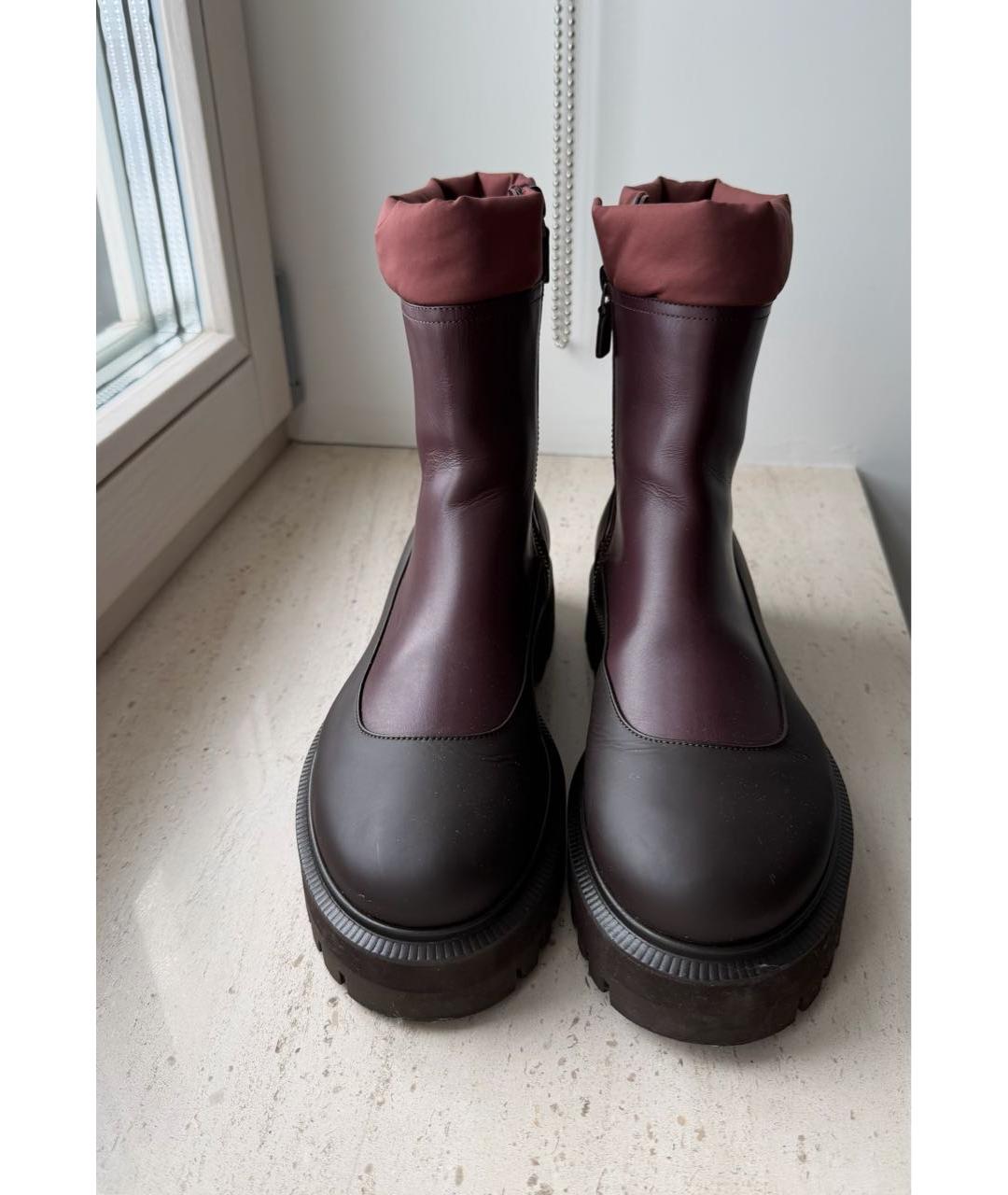 LORO PIANA Бордовые кожаные ботинки, фото 3