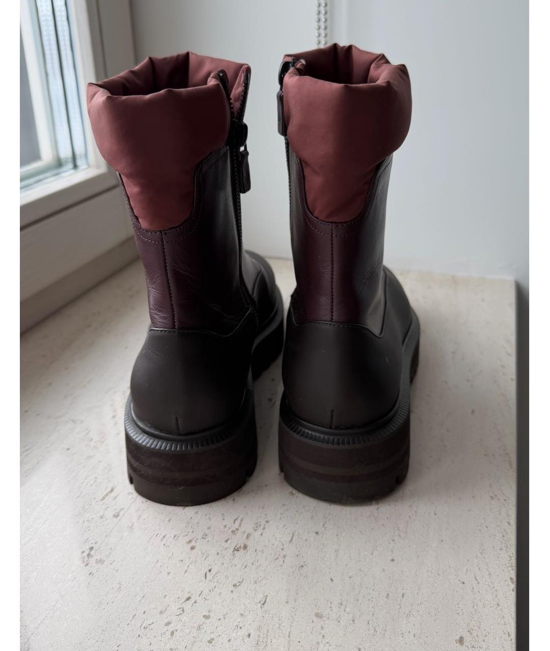 LORO PIANA Бордовые кожаные ботинки, фото 4