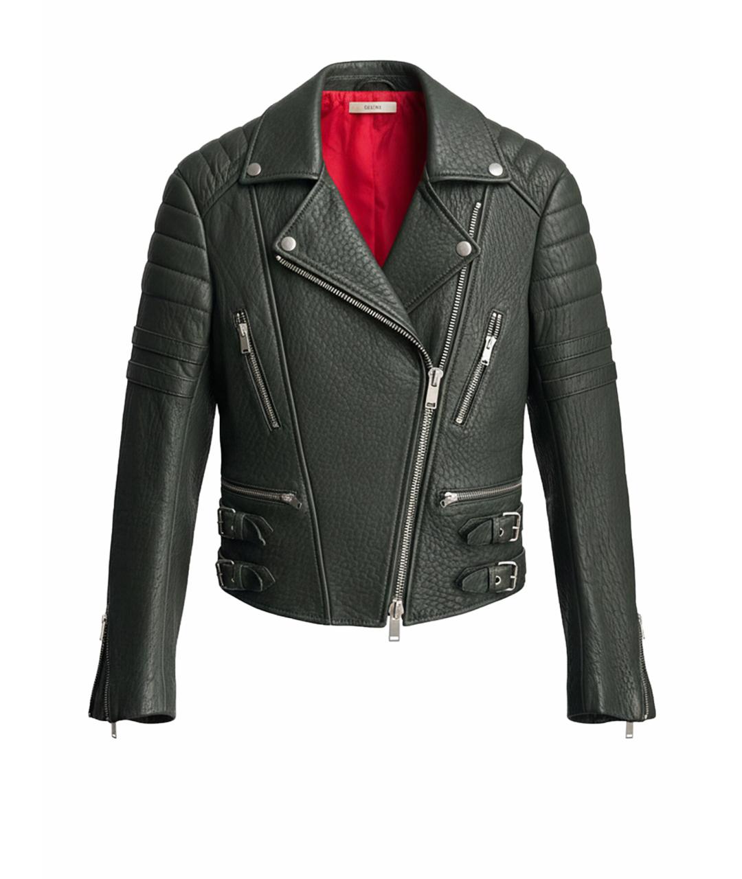 CELINE Зеленая кожаная куртка, фото 1