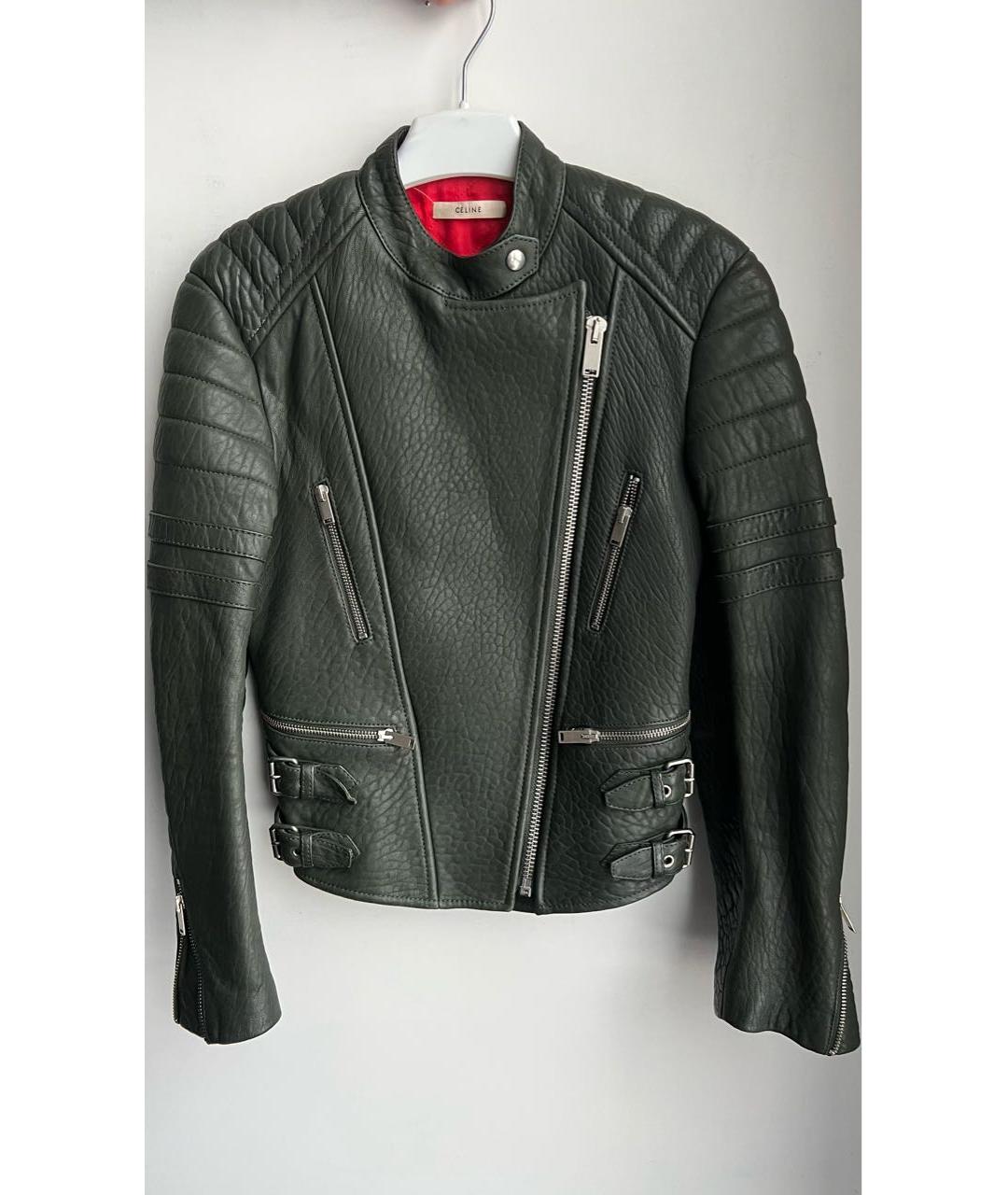 CELINE Зеленая кожаная куртка, фото 5