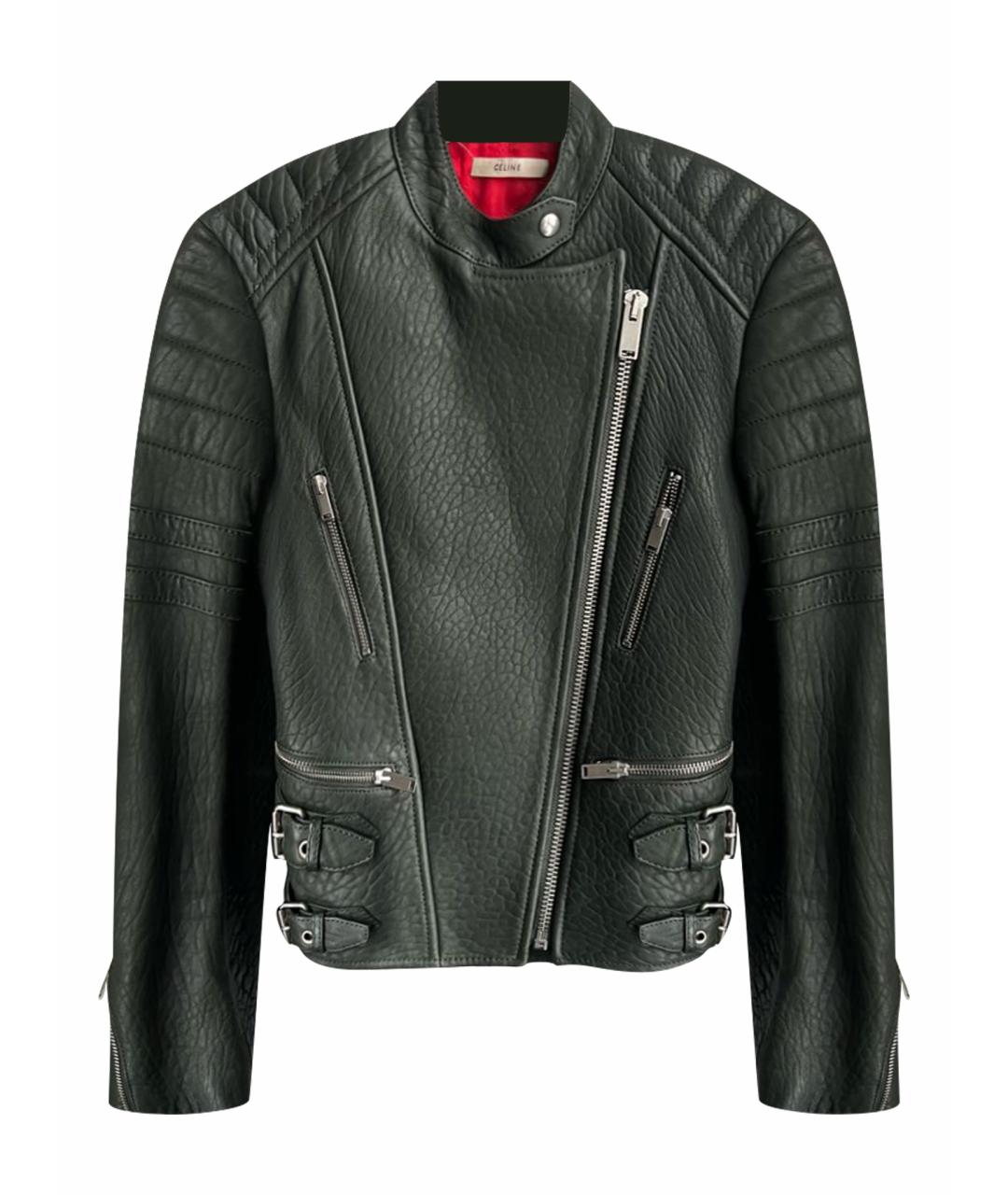 CELINE Зеленая кожаная куртка, фото 1