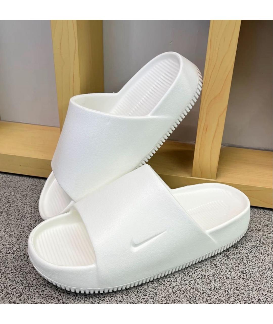 NIKE Белые резиновые шлепанцы, фото 4