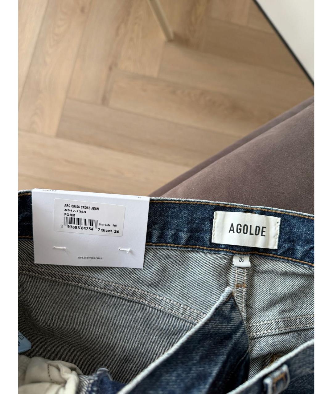 AGOLDE Темно-синие хлопковые прямые джинсы, фото 4