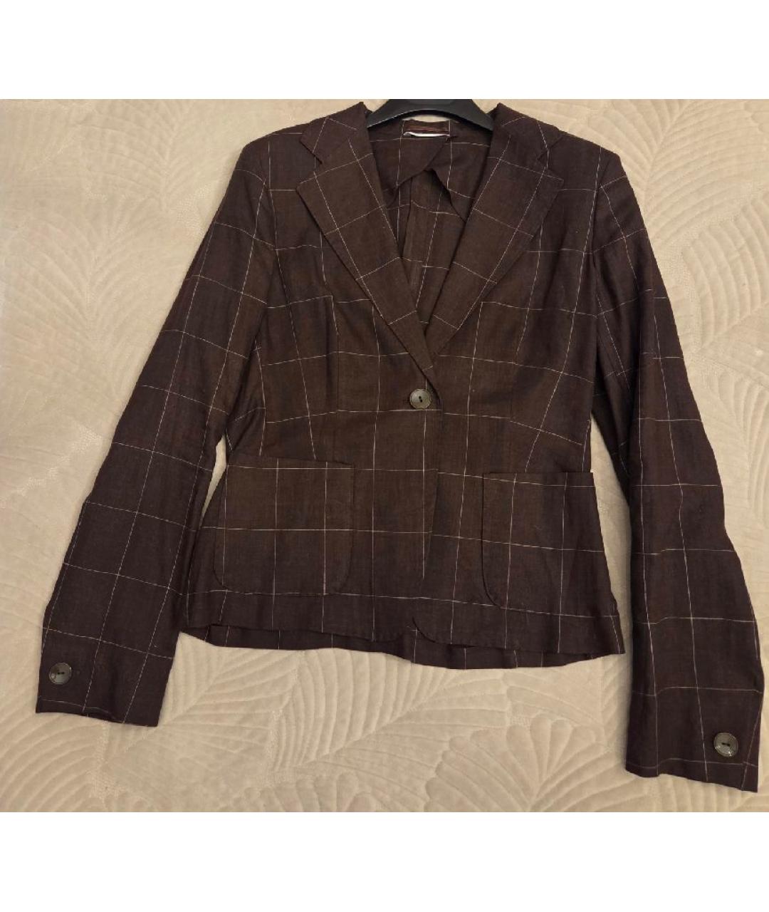 MAX MARA Коричневый льняной жакет/пиджак, фото 8