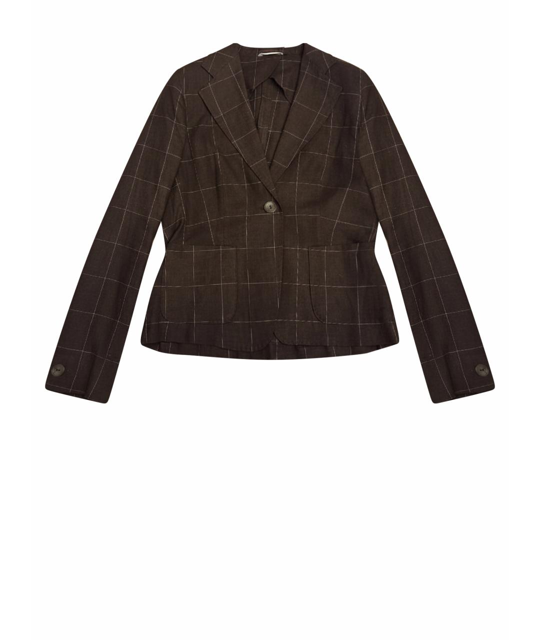 MAX MARA Коричневый льняной жакет/пиджак, фото 1