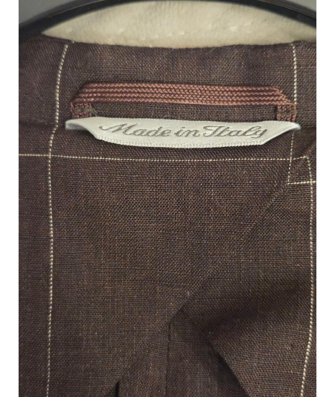 MAX MARA Коричневый льняной жакет/пиджак, фото 4