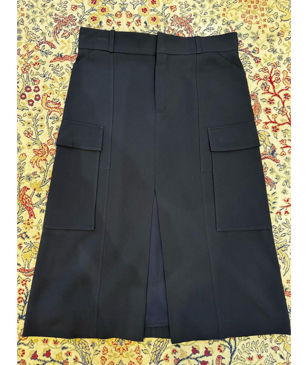 CHLOE Темно-синяя ацетатная юбка макси, фото 6