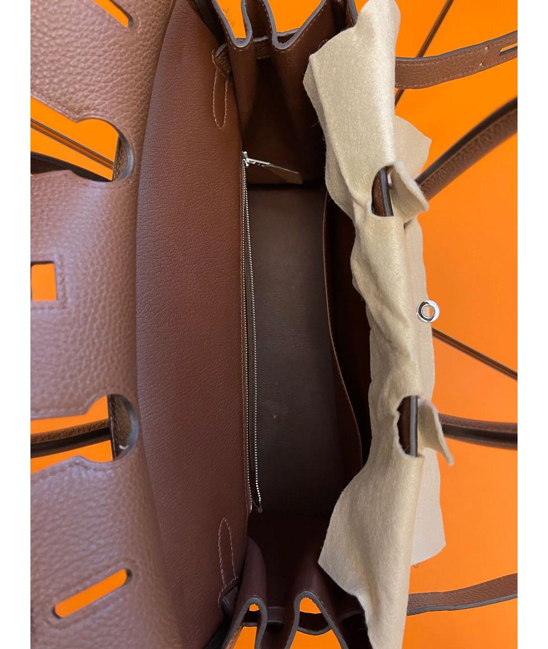 HERMES Коричневая кожаная сумка с короткими ручками, фото 4