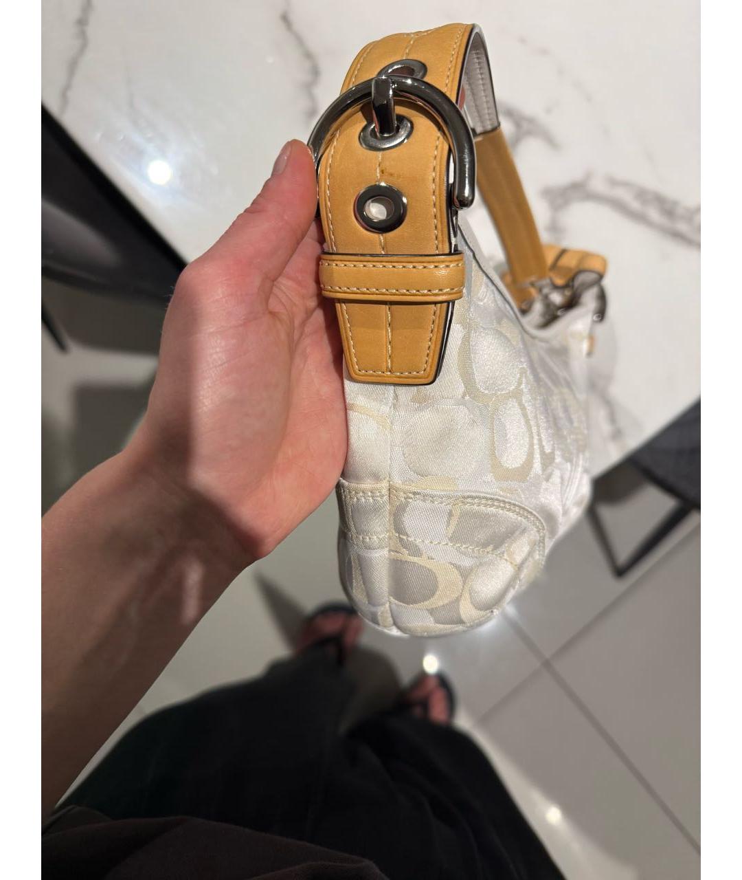 COACH Белая тканевая сумка с короткими ручками, фото 6