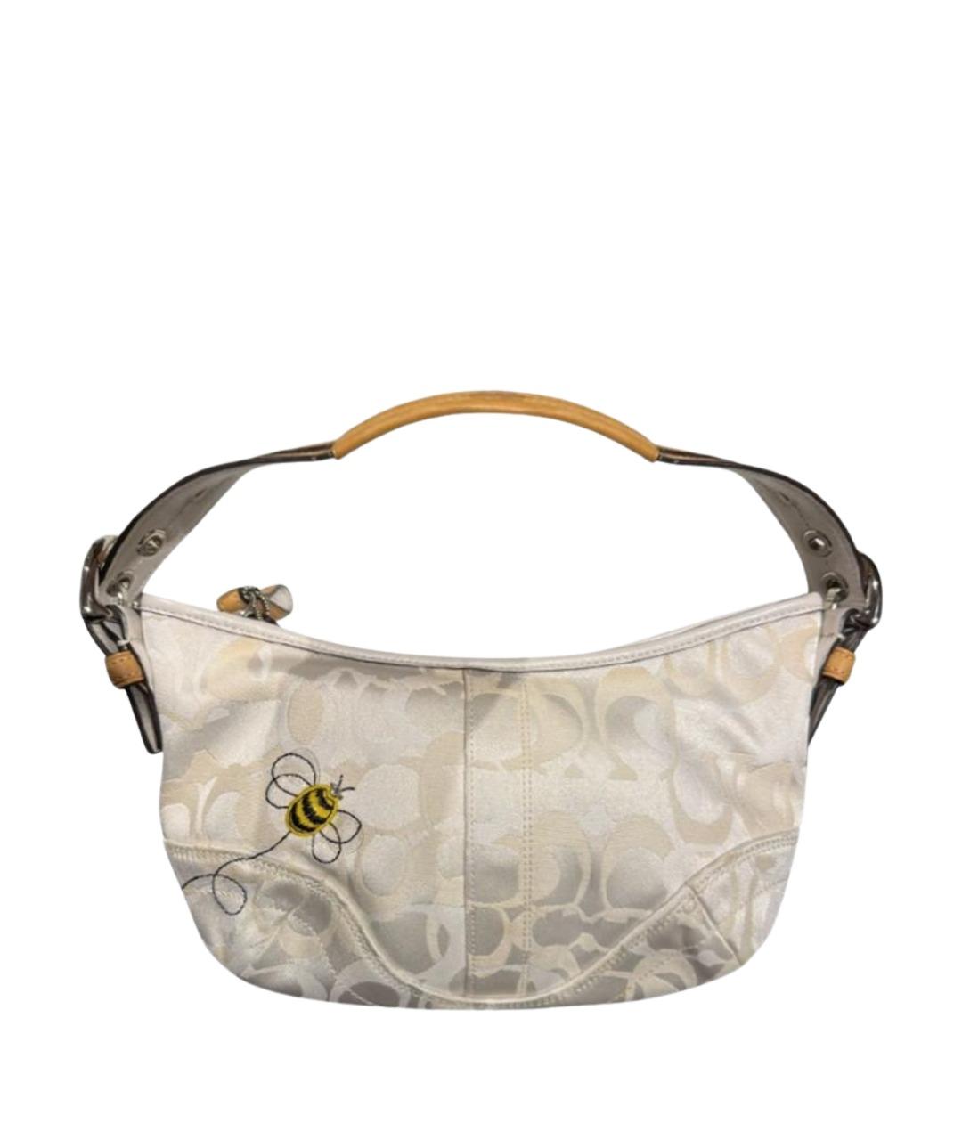 COACH Белая тканевая сумка с короткими ручками, фото 1