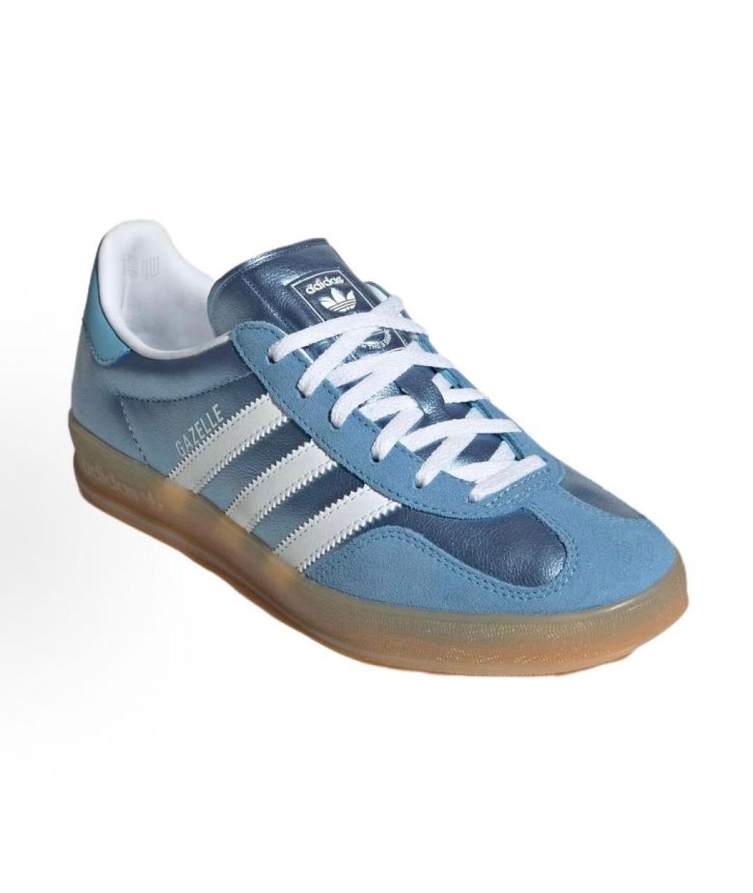 ADIDAS Голубые кожаные кроссовки, фото 2