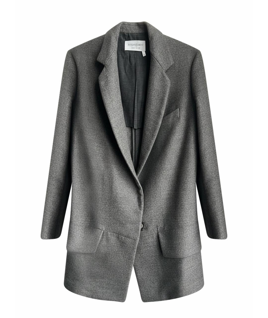 SAINT LAURENT Серый кашемировый жакет/пиджак, фото 1