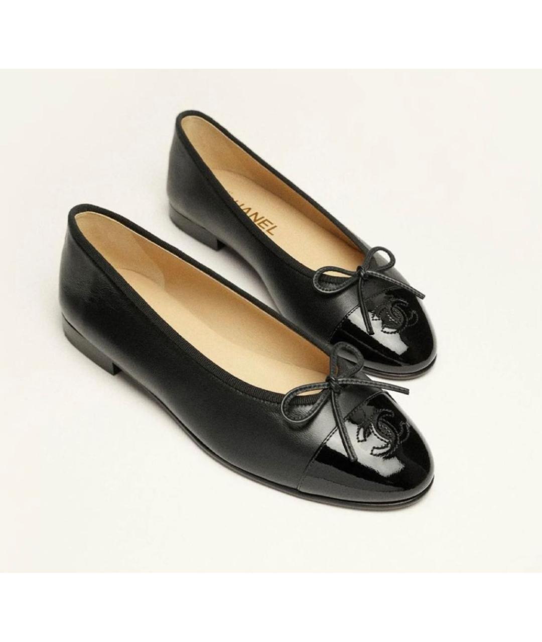 CHANEL Черные кожаные балетки, фото 5