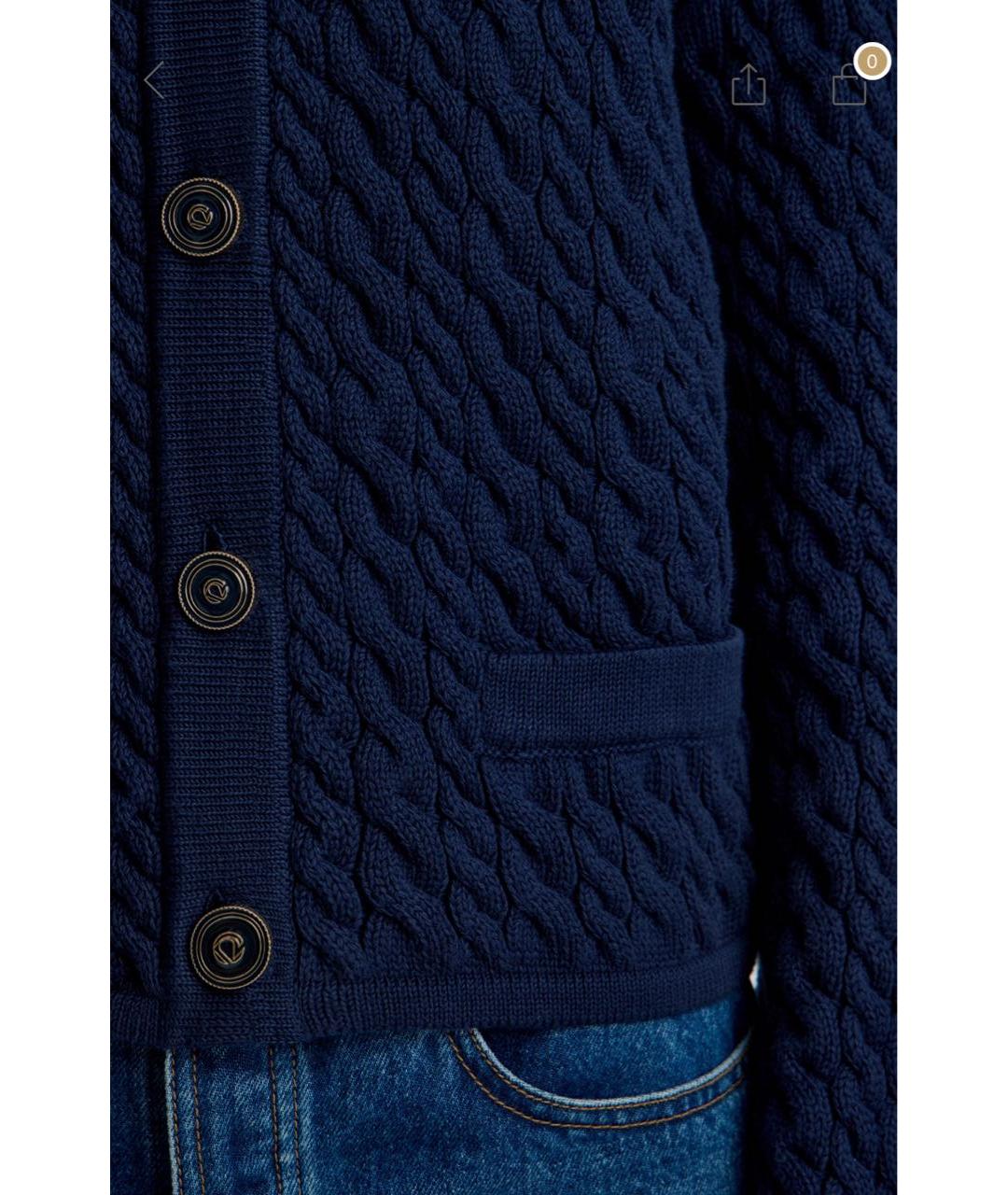12 STOREEZ Темно-синий хлопковый кардиган, фото 4