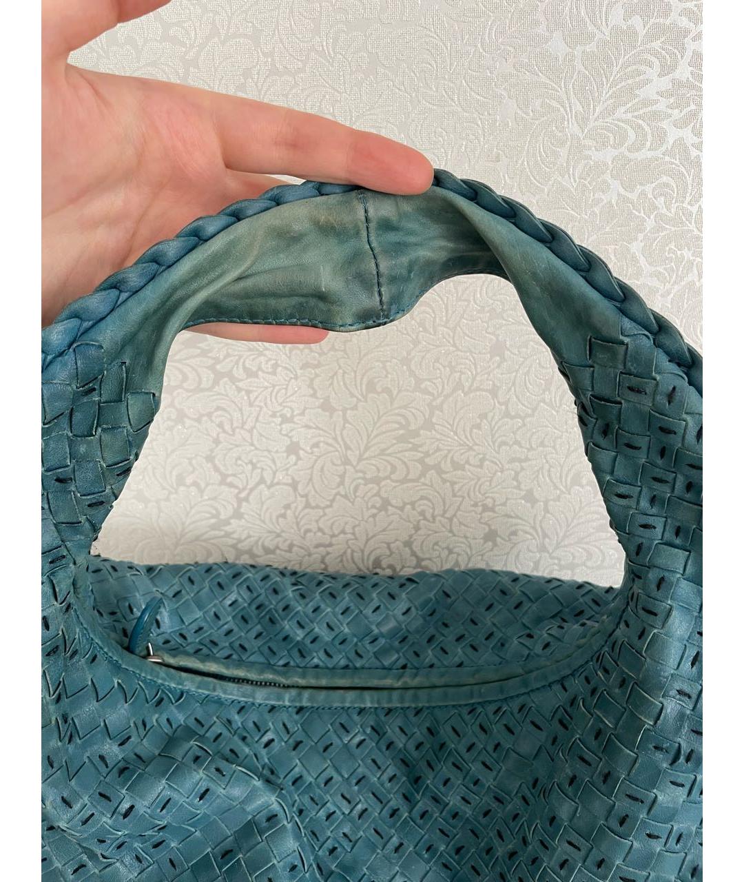 BOTTEGA VENETA Бирюзовая кожаная сумка с короткими ручками, фото 2