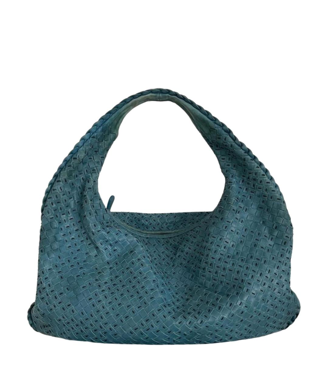 BOTTEGA VENETA Бирюзовая кожаная сумка с короткими ручками, фото 1