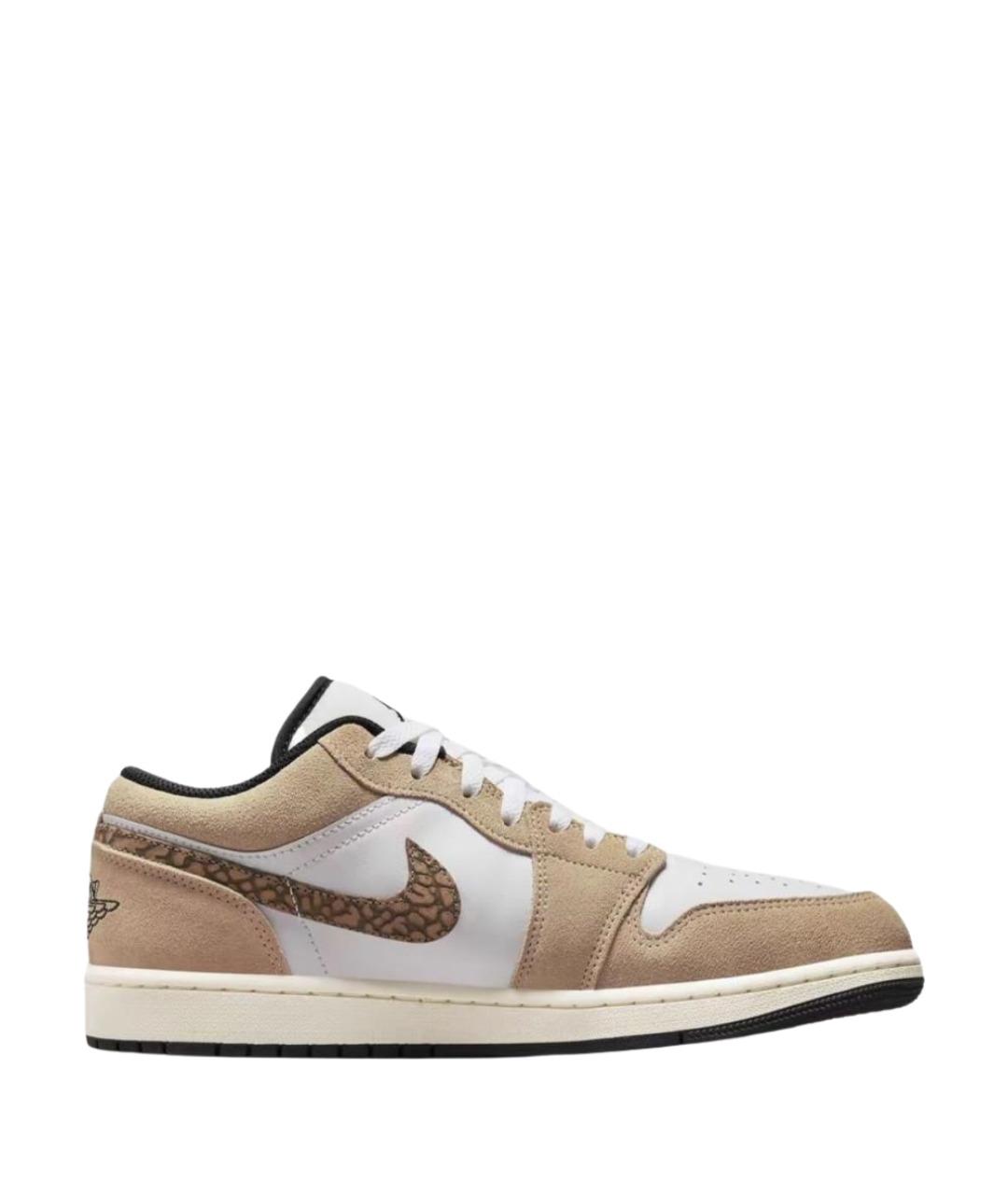 JORDAN Бежевые замшевые низкие кроссовки / кеды, фото 1