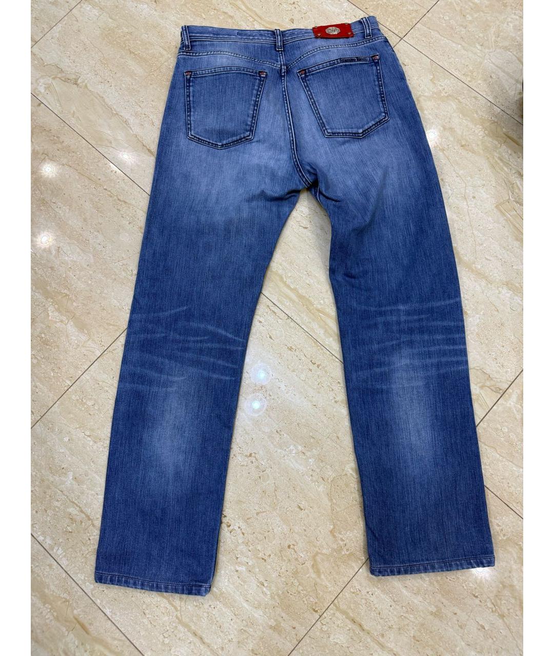 STEFANO RICCI Синие хлопковые прямые джинсы, фото 2