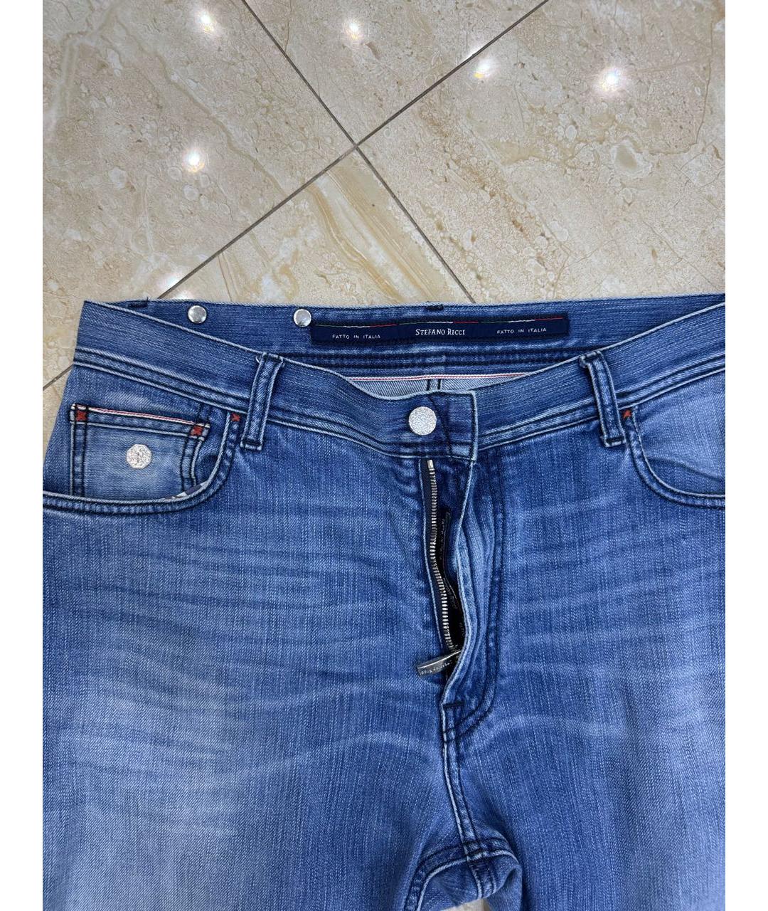 STEFANO RICCI Синие хлопковые прямые джинсы, фото 5