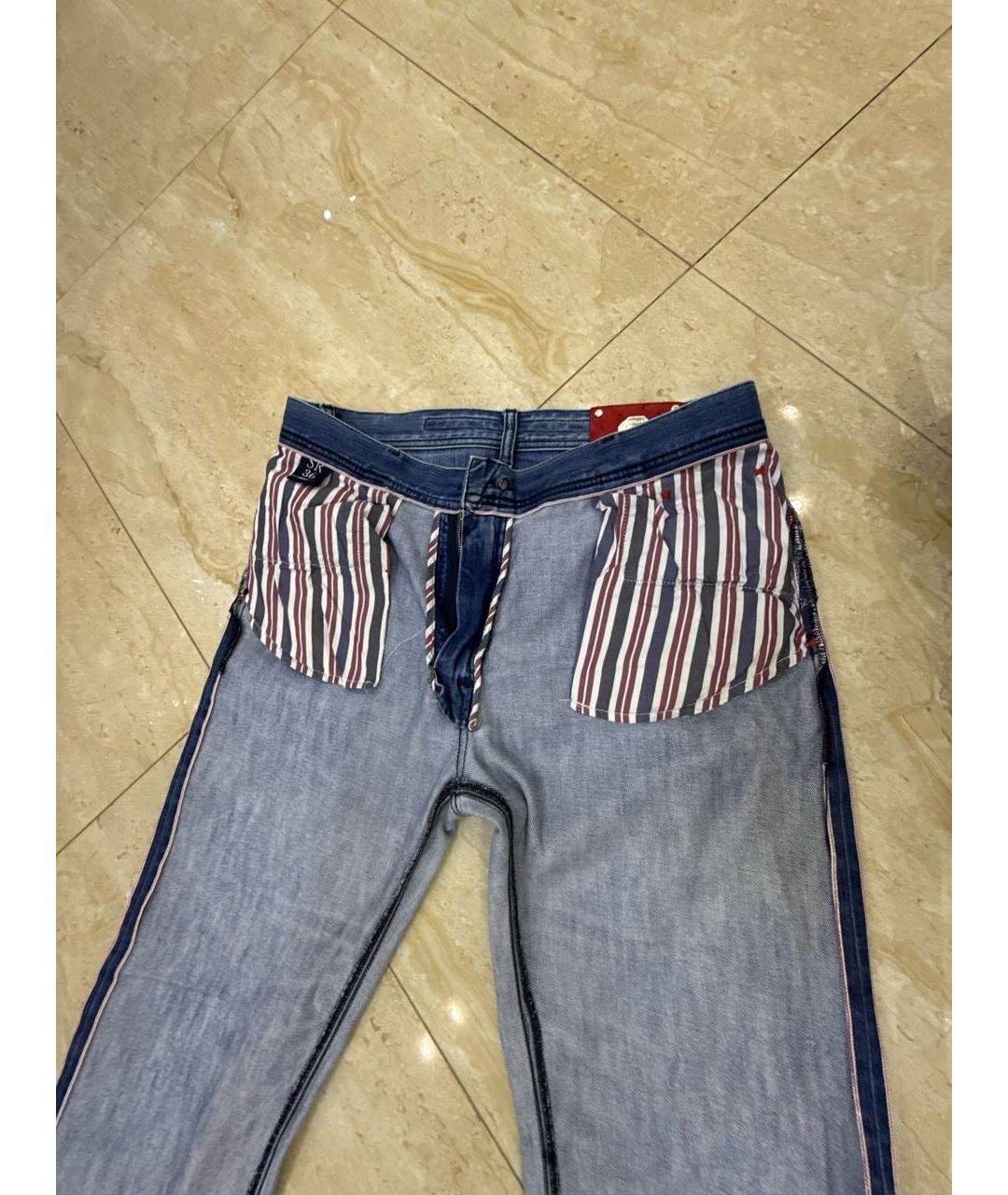 STEFANO RICCI Синие хлопковые прямые джинсы, фото 3
