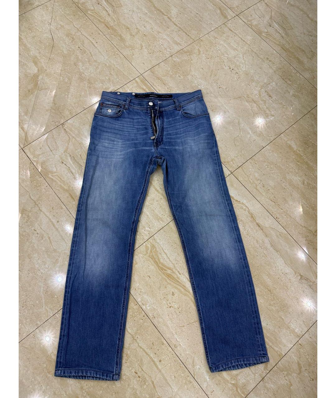 STEFANO RICCI Синие хлопковые прямые джинсы, фото 8