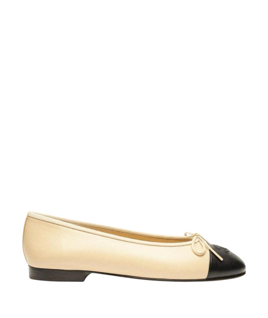 CHANEL Бежевые кожаные балетки, фото 6