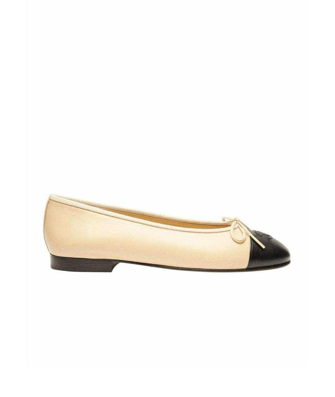 CHANEL Бежевые кожаные балетки, фото 5