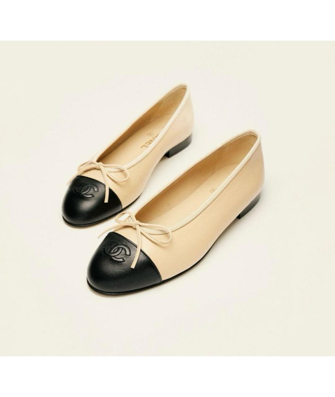CHANEL Бежевые кожаные балетки, фото 4