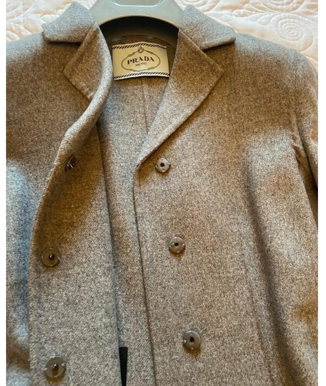 PRADA Серое шерстяное пальто, фото 4