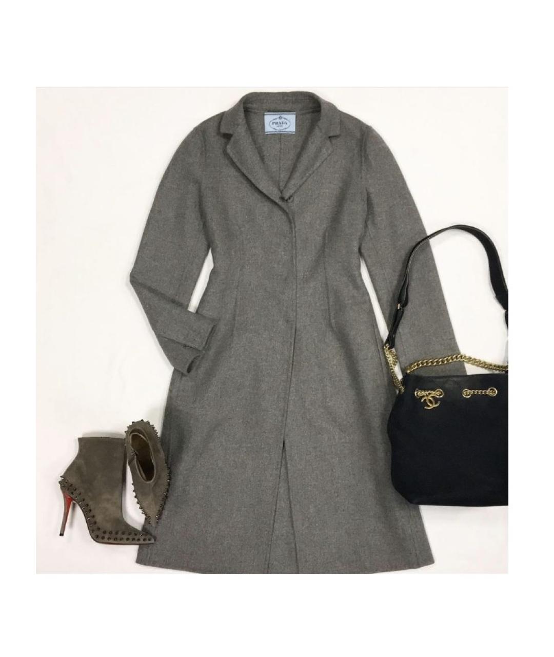 PRADA Серое шерстяное пальто, фото 2