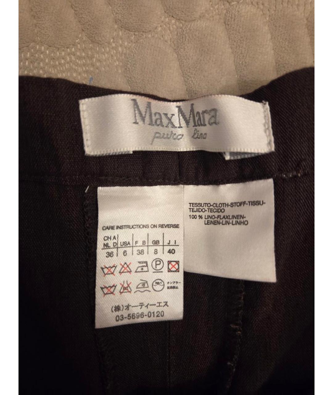 MAX MARA Коричневые льняные брюки широкие, фото 2