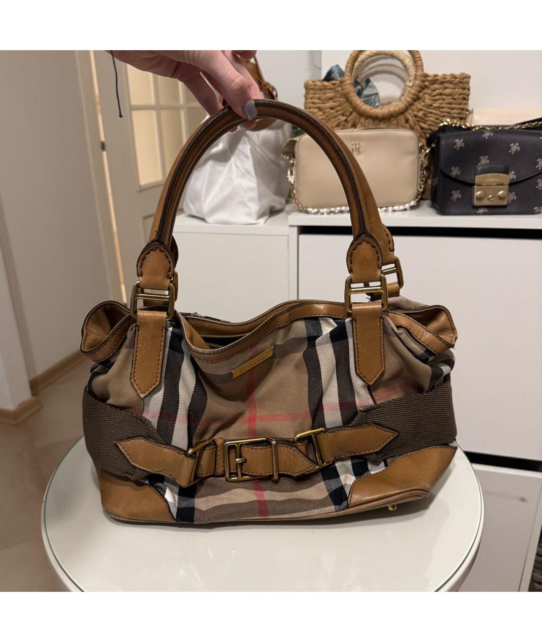 BURBERRY Коричневая хлопковая сумка тоут, фото 9