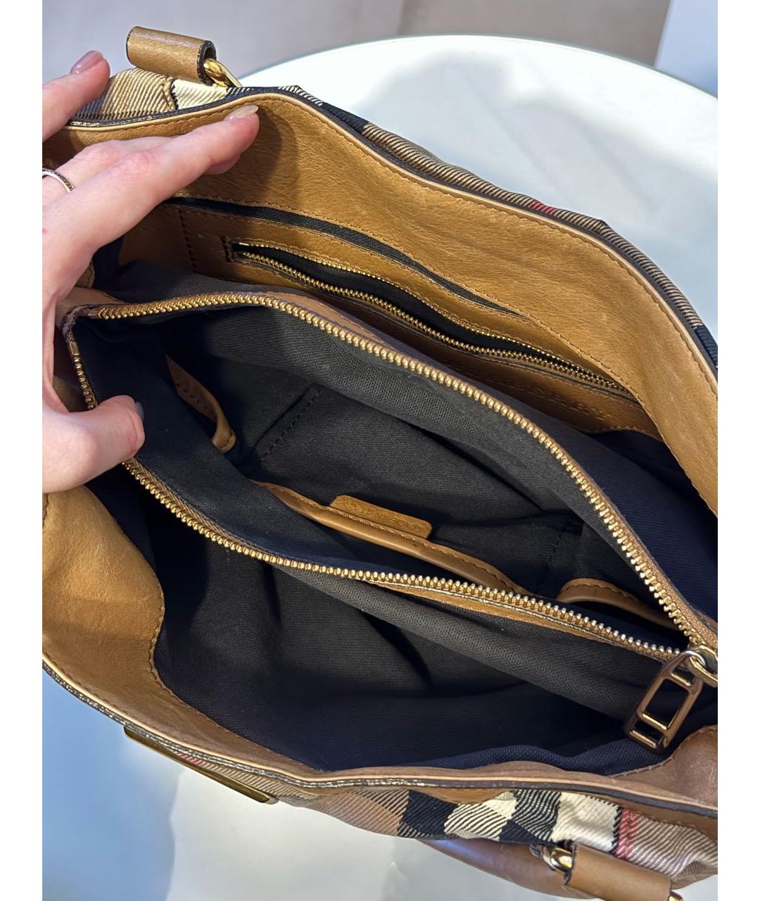 BURBERRY Коричневая хлопковая сумка тоут, фото 4