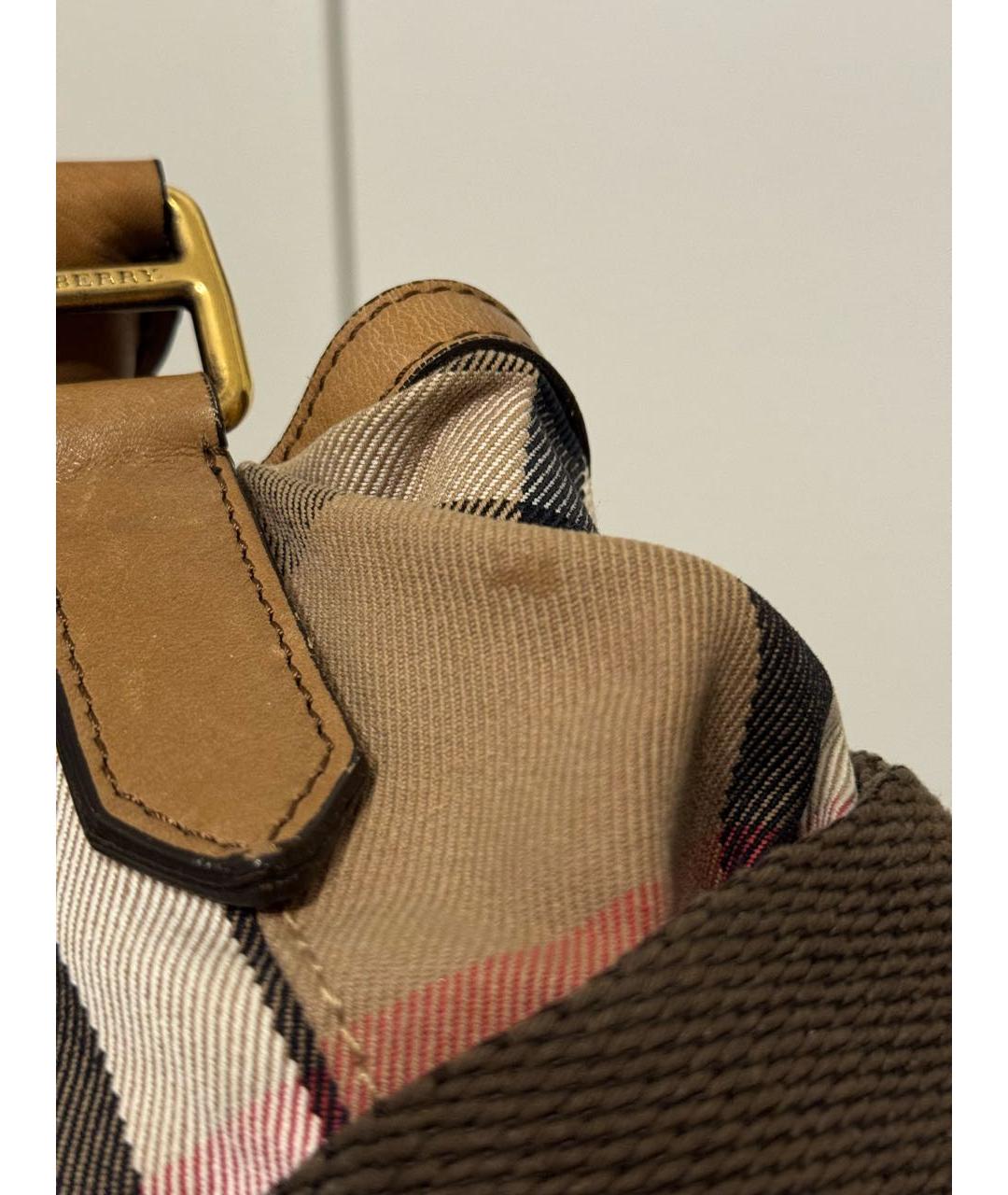 BURBERRY Коричневая хлопковая сумка тоут, фото 6