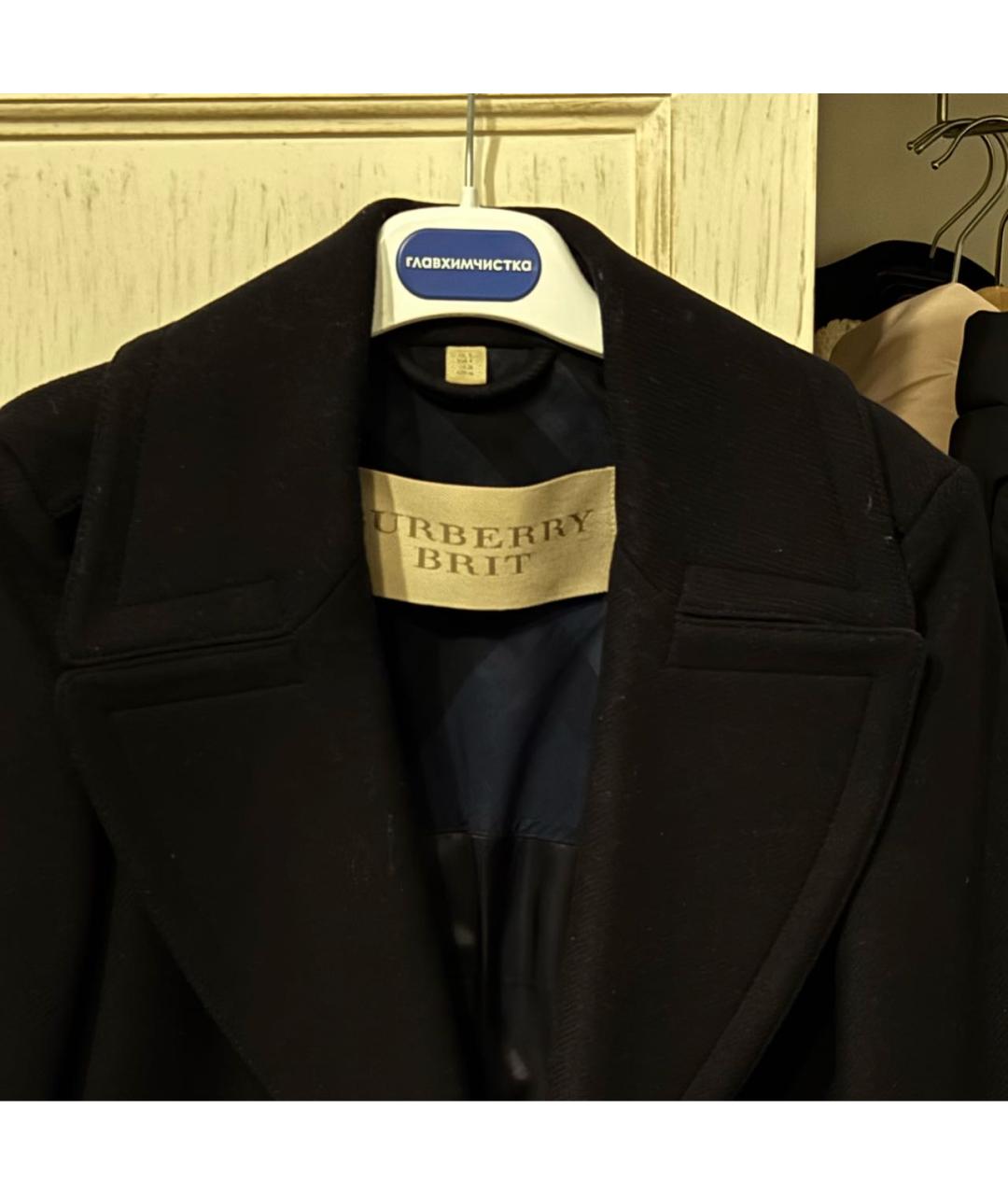 BURBERRY Темно-синее шерстяное пальто, фото 3