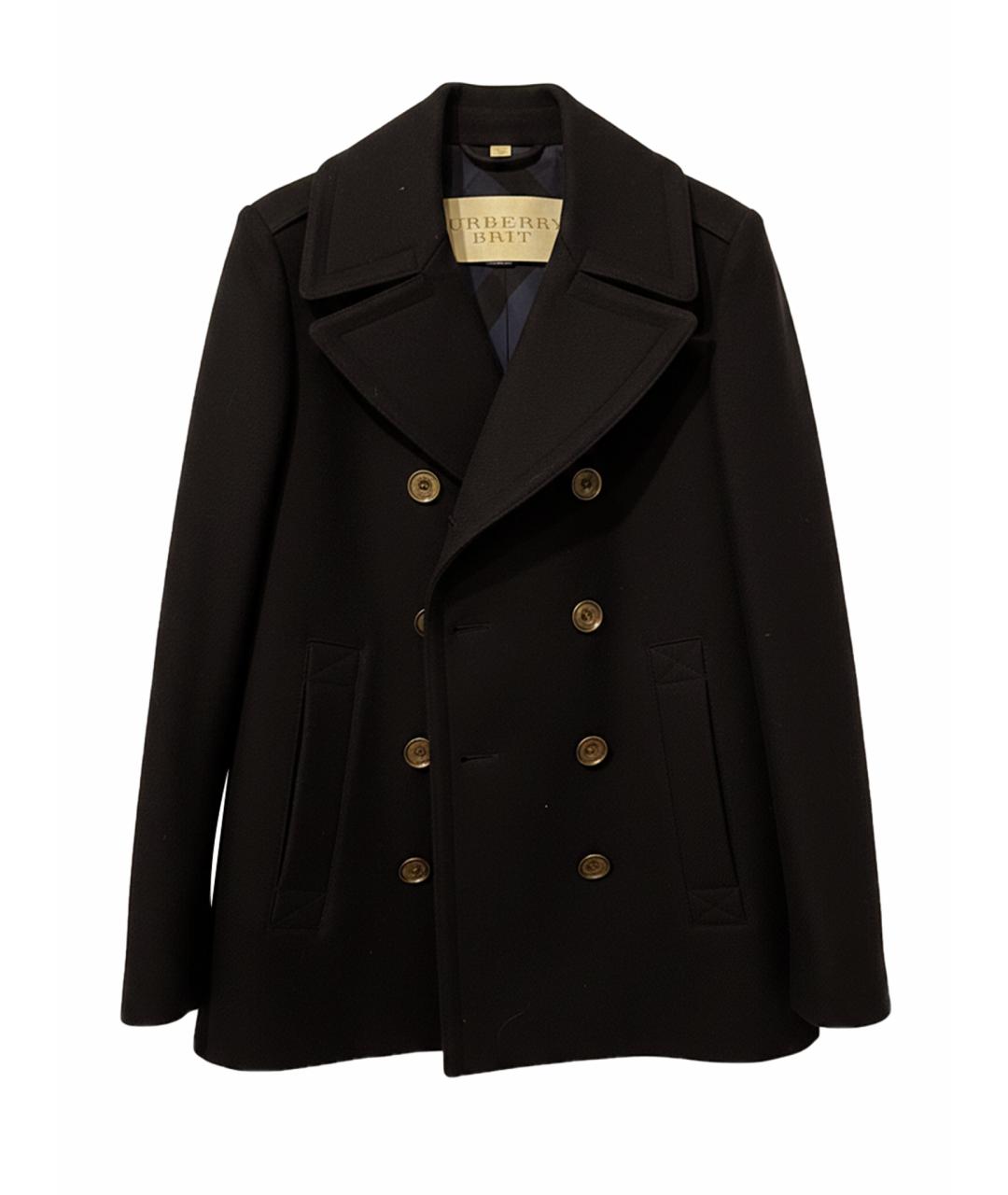 BURBERRY Темно-синее шерстяное пальто, фото 1