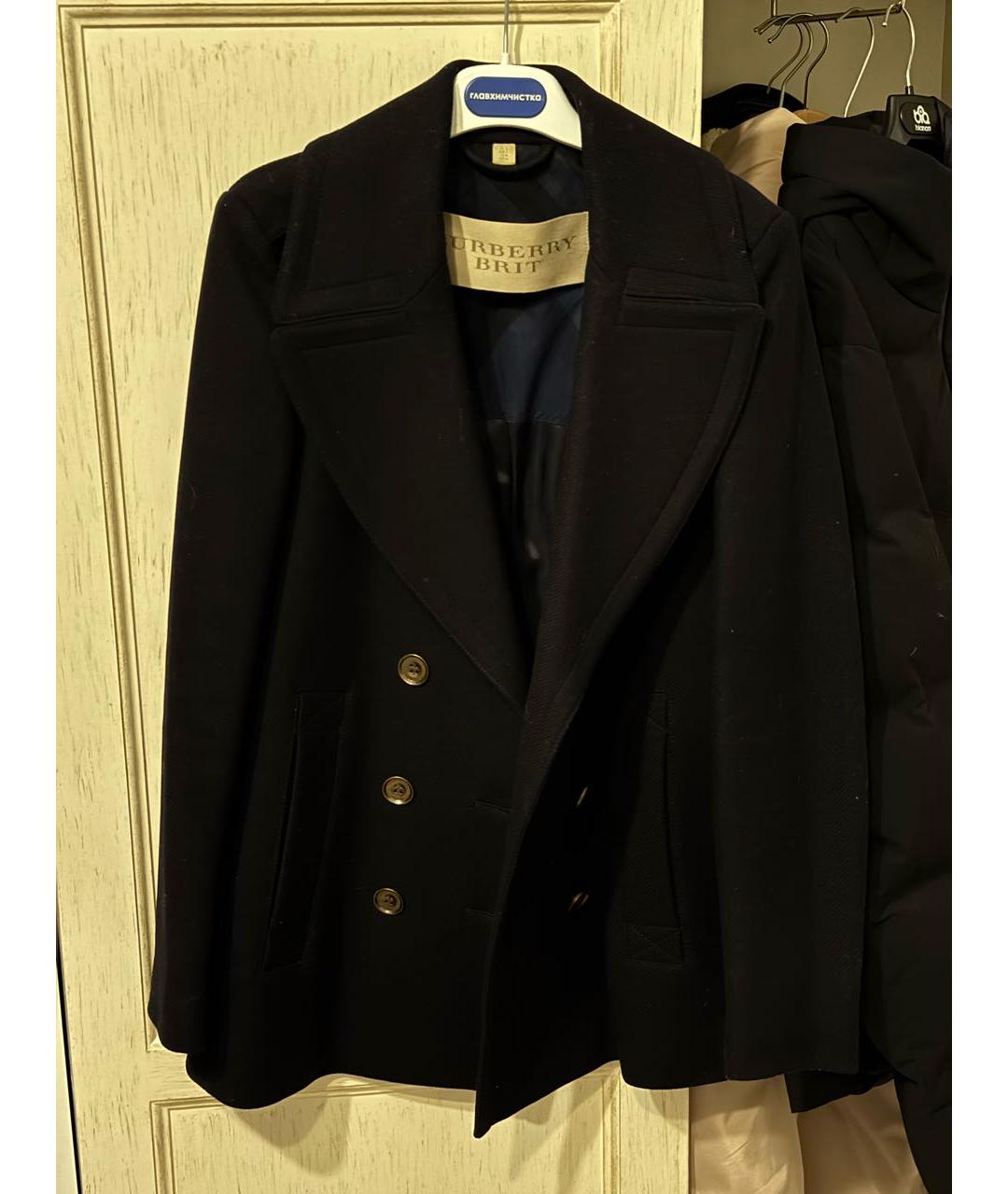 BURBERRY Темно-синее шерстяное пальто, фото 7